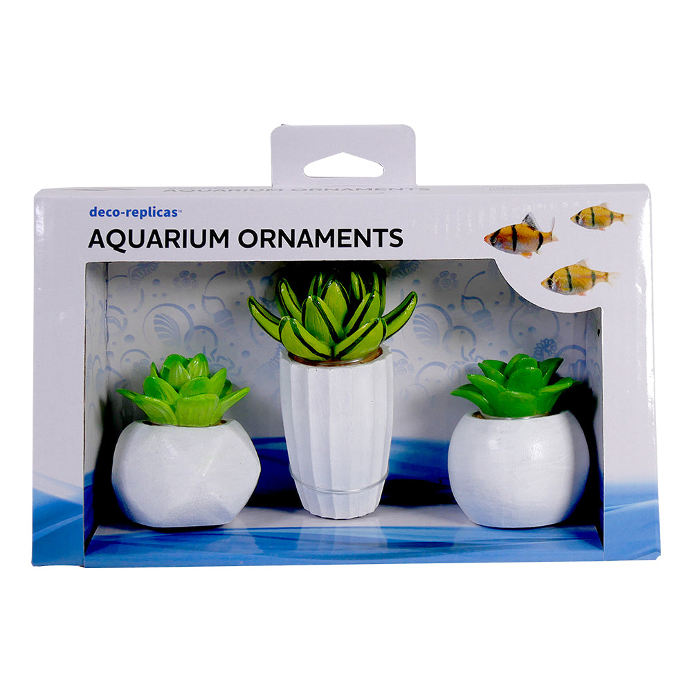 Penn-Plax Succulent Plants In White Pots For Aquarium