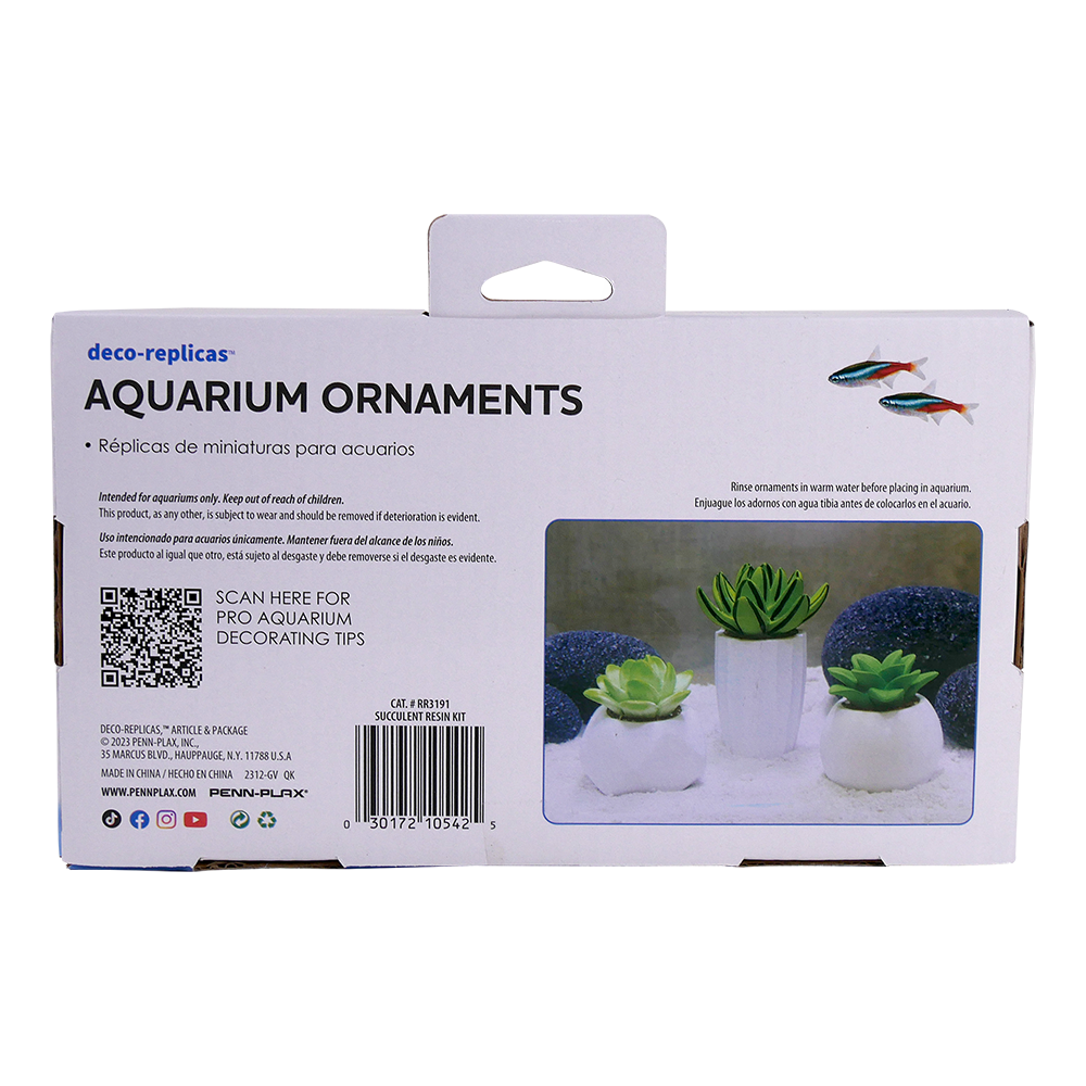 Penn-Plax Succulent Plants In White Pots For Aquarium