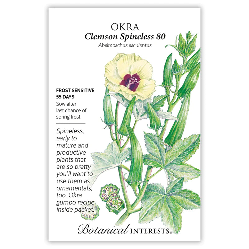 Okra Cloemson Spineless 80 Seeds