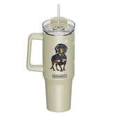 Tumbler with Handle & Straw Dachshund Black