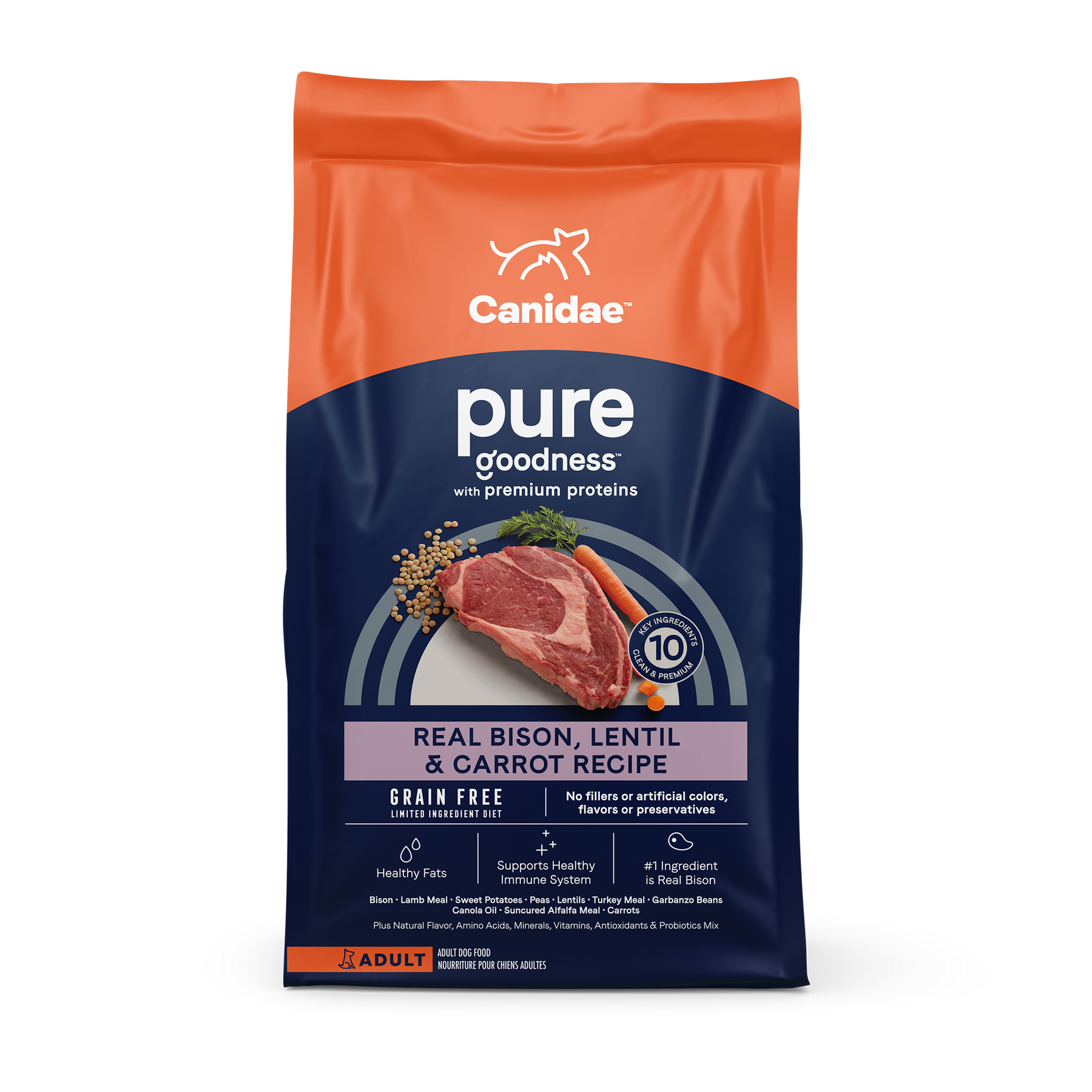 Canidae Grain Free PURE - All Breeds, Adult Dog Real Bison Limited Ingredient Recipe Dry Dog Food