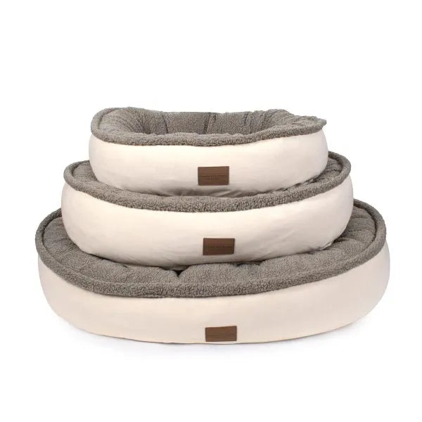 Microfiber and Tipped Berber Round Comfy Cup Dog Bed