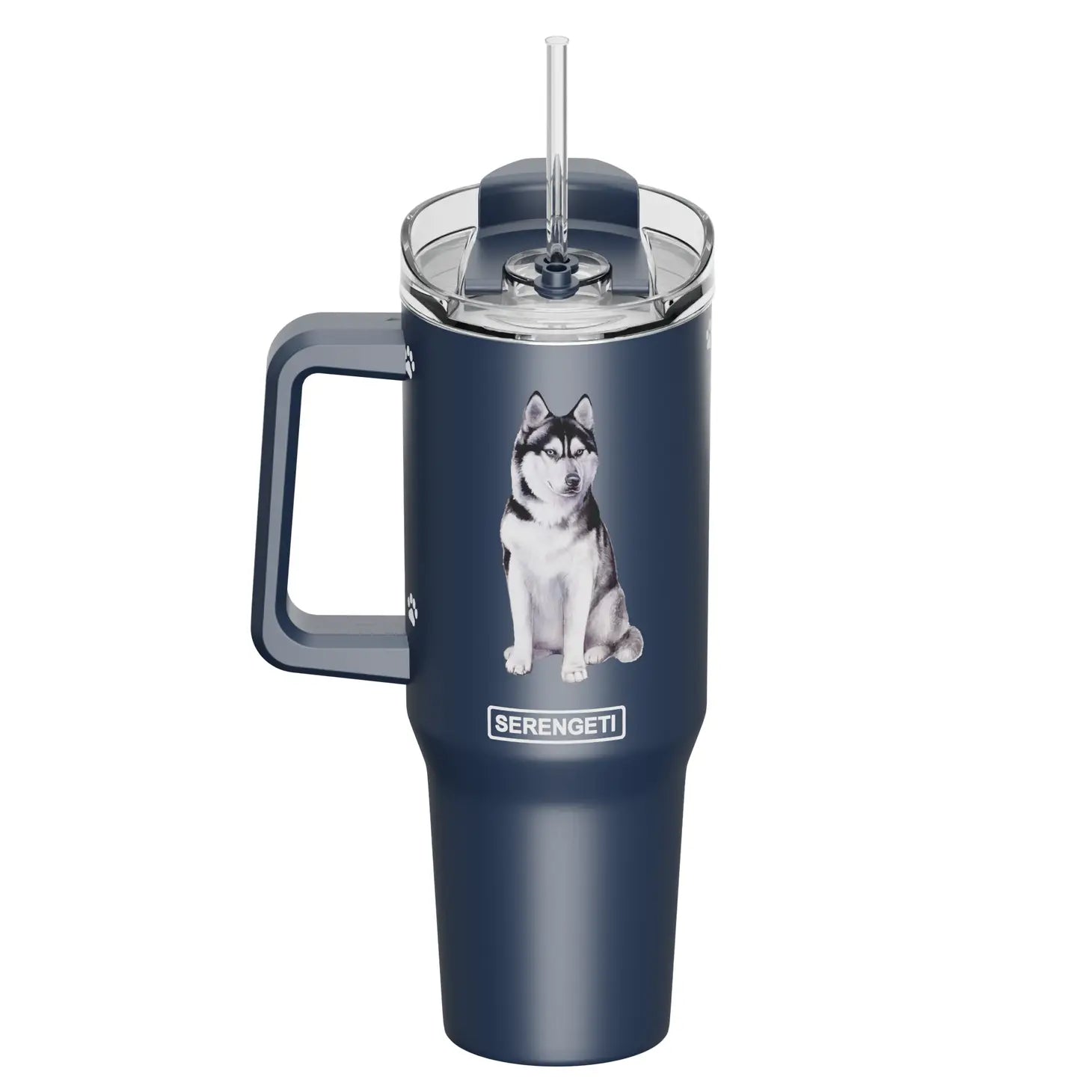 Tumbler with Handle & Straw Siberian Husky