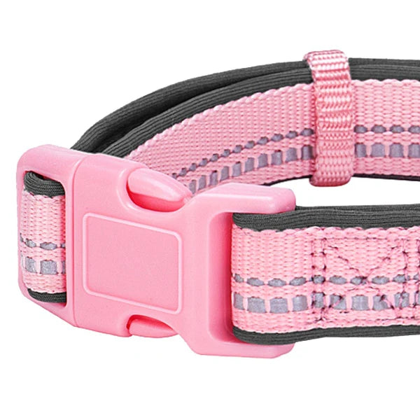 Baby Pink | 3M Reflective Padded Dog Collar