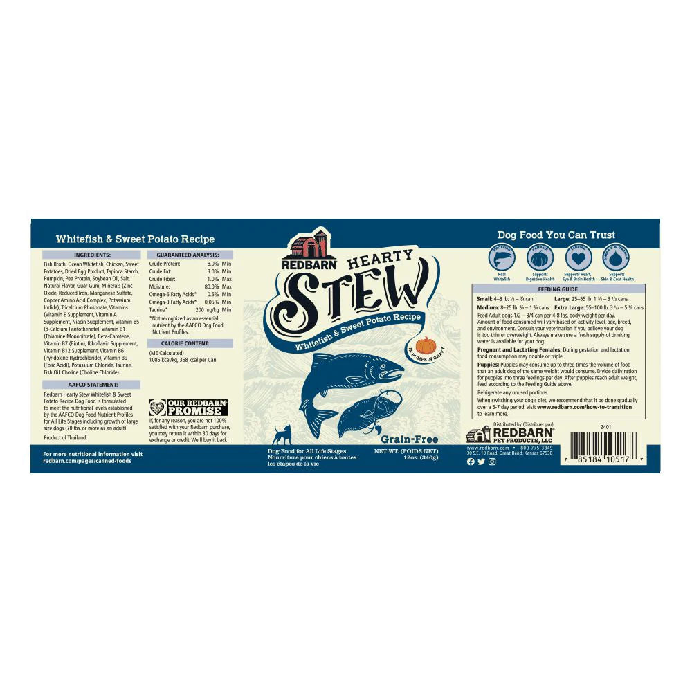 RedBarn - Hearty Stew Whitefish & Potato Dog Food Can