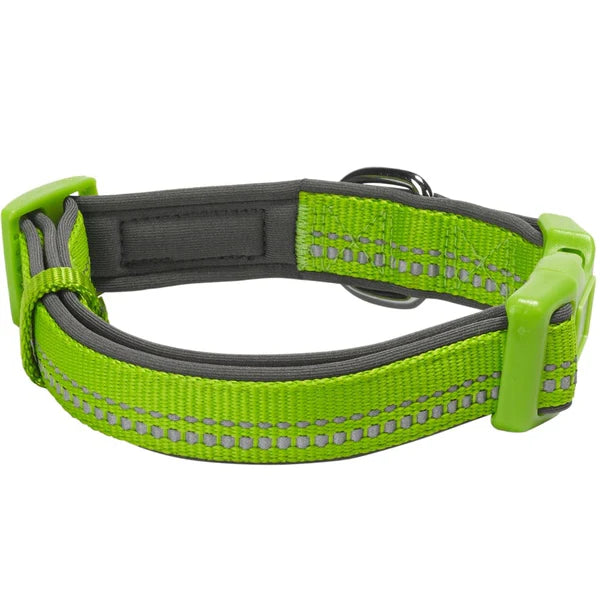 Green Flash | 3M Reflective Neoprene Padded Dog Collar