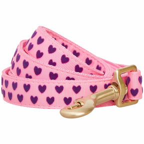 Pink Carnation | Dotted Velvet Heart Dog Leash