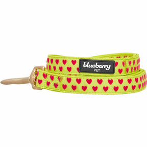 Highlighter Green | Dotted Velvet Heart Dog Leash