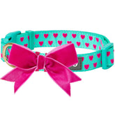 Minty Green | Dotted Velvet Heart Dog Collar