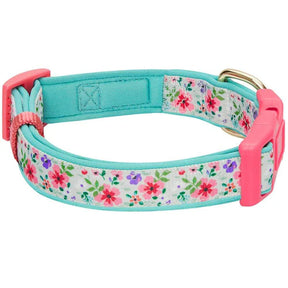 Green | Floral Prints Neoprene Padded Dog Collar