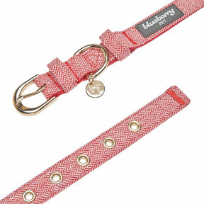 Red | Textured Tweed Dog Collar