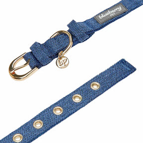 Navy | Textured Tweed Dog Collar