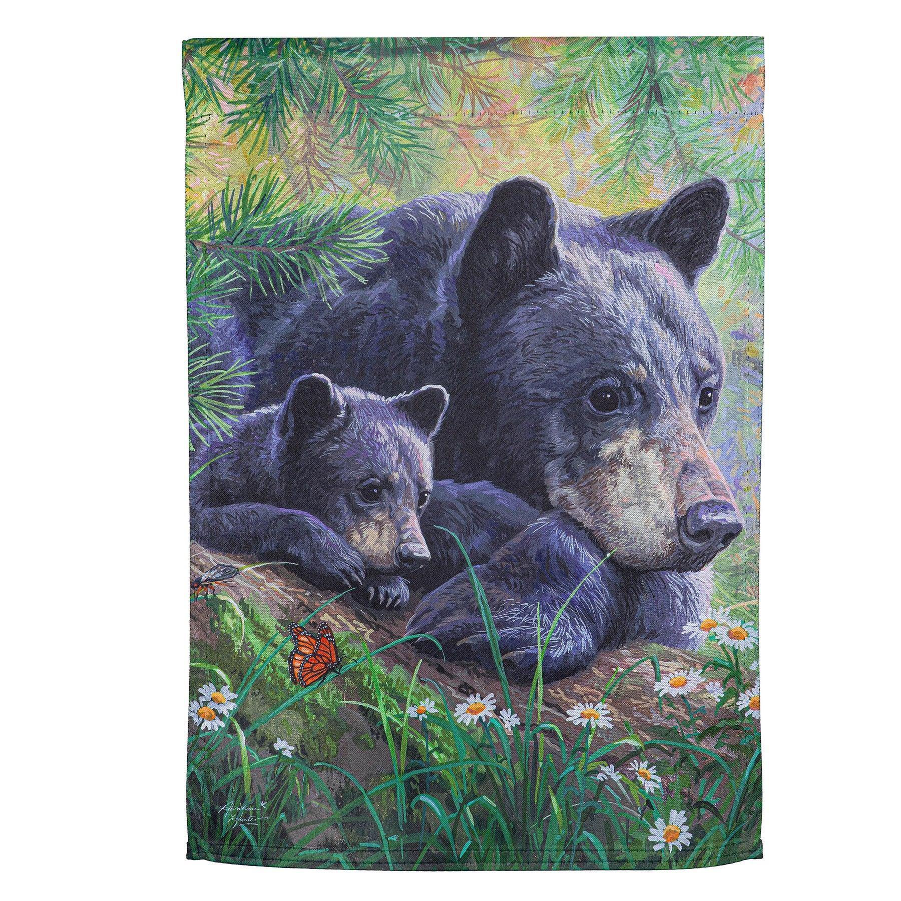 Flag Mom & Baby Bear in the Meadow