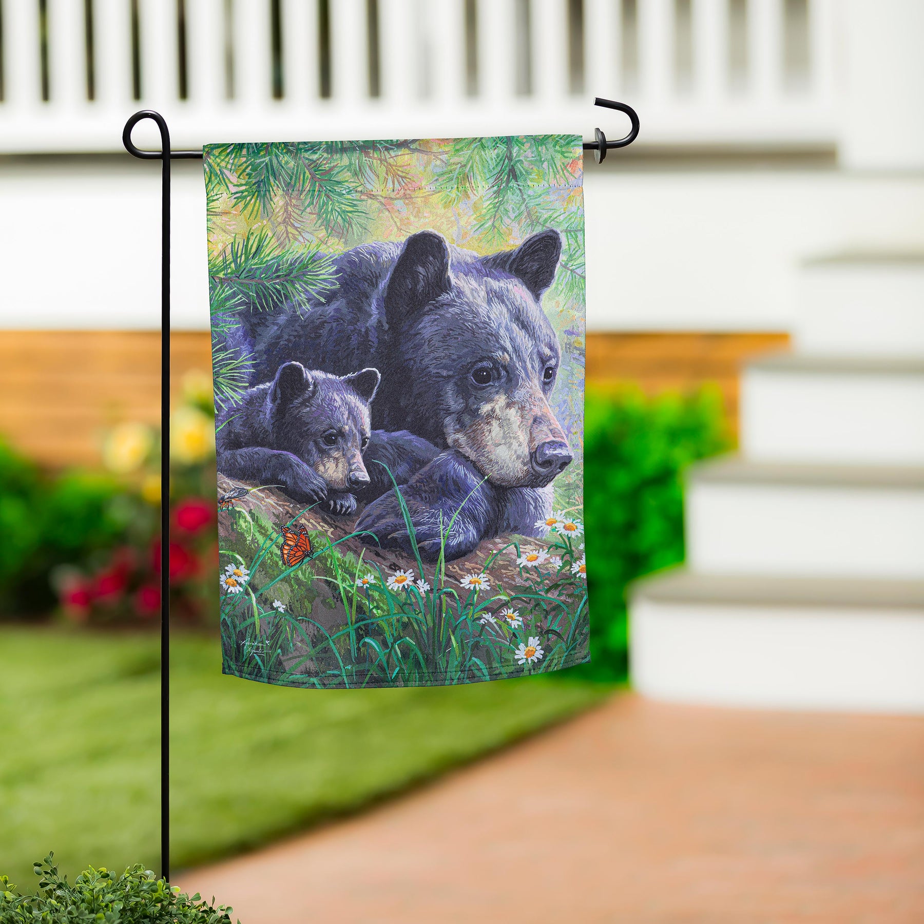 Flag Mom & Baby Bear in the Meadow