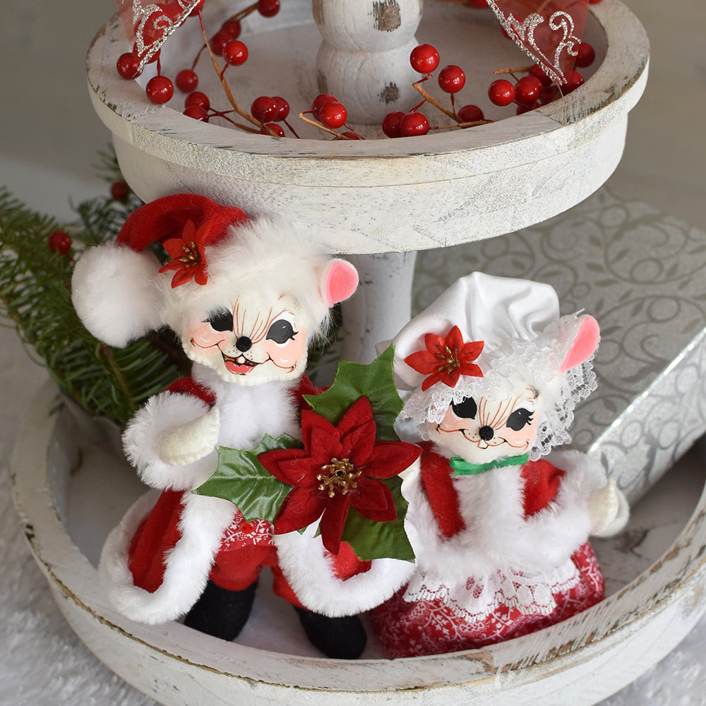 Annalee Poinsettia Mrs. Santa Mouse