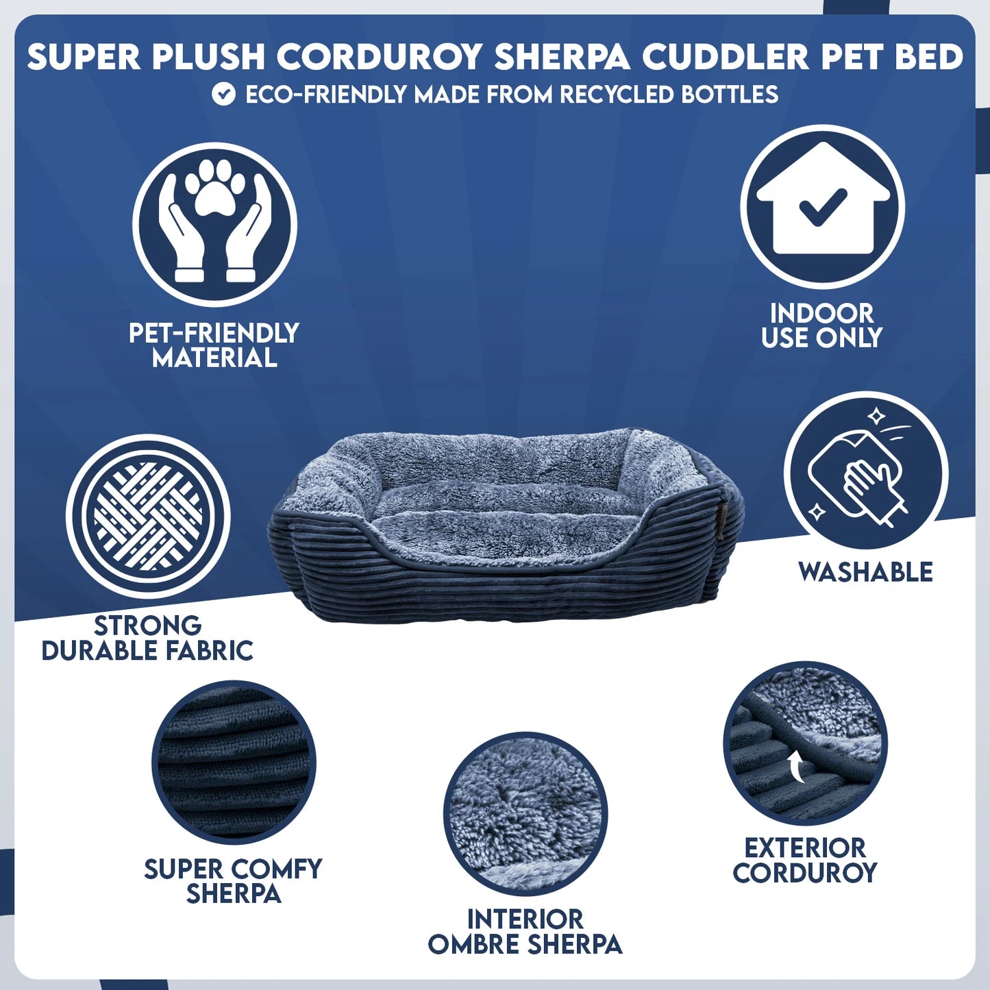 Precious Tails - Pet Bed Cuddler Super Plush Corduroy Sherpa