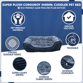 Precious Tails - Pet Bed Cuddler Super Plush Corduroy Sherpa