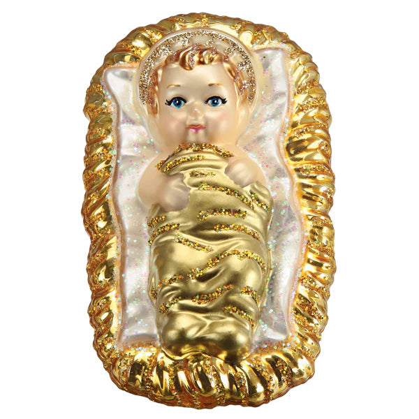 Old World Christmas - Baby Jesus In Manger Clip-On Ornament