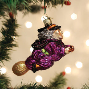 Old World Christmas - Witch On Broomstick Ornament