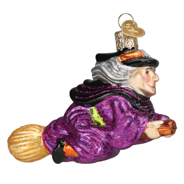 Old World Christmas - Witch On Broomstick Ornament