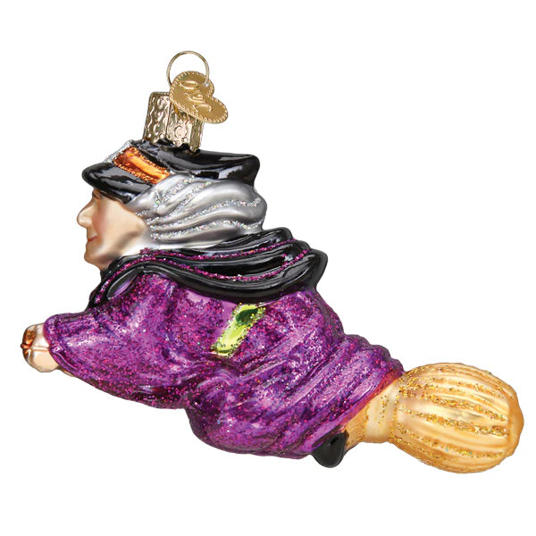 Old World Christmas - Witch On Broomstick Ornament