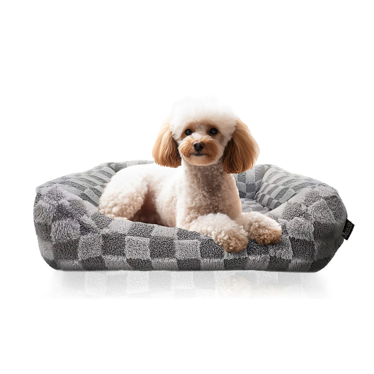 Precious Tails - Pet Bed Cuddler Reserve Checkered Ultra Soft & Elegant Grey