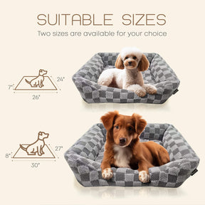 Precious Tails - Pet Bed Cuddler Reserve Checkered Ultra Soft & Elegant Grey