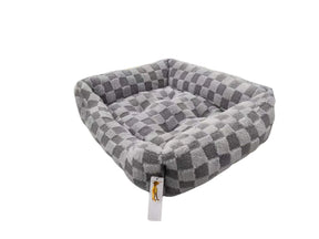 Precious Tails - Pet Bed Cuddler Reserve Checkered Ultra Soft & Elegant Grey