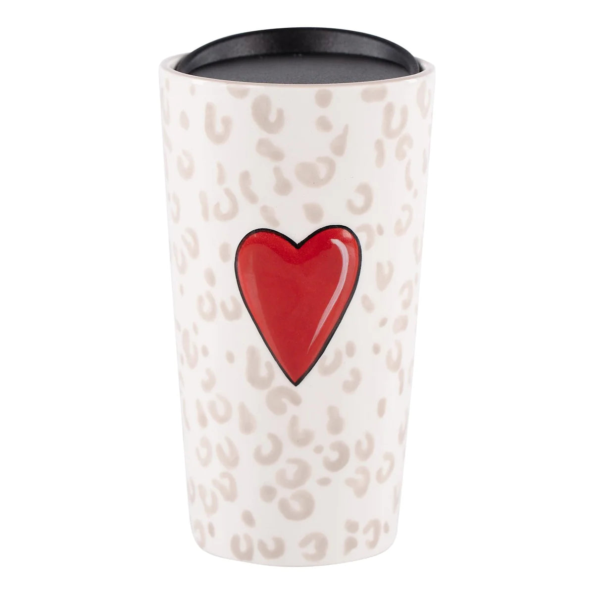 Mug Travel Red Heart Cheetah