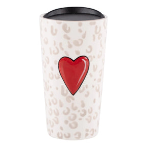 Mug Travel Red Heart Cheetah