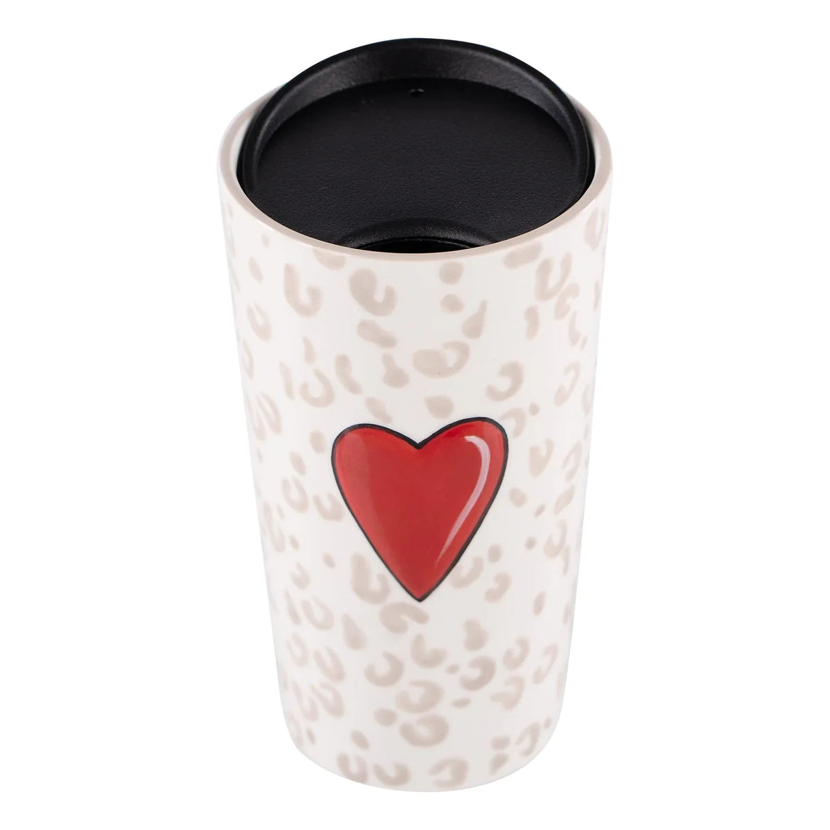 Mug Travel Red Heart Cheetah