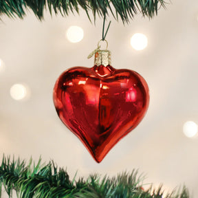 Old World Christmas - Large Shiny Red Heart Ornament