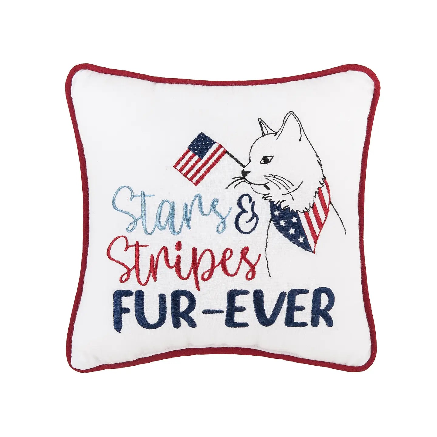 C&F Home - Stripes Cat 4th of July Throw Pillow