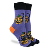 Good Luck Sock -Socks Black Cats Hiding in Pumpkins