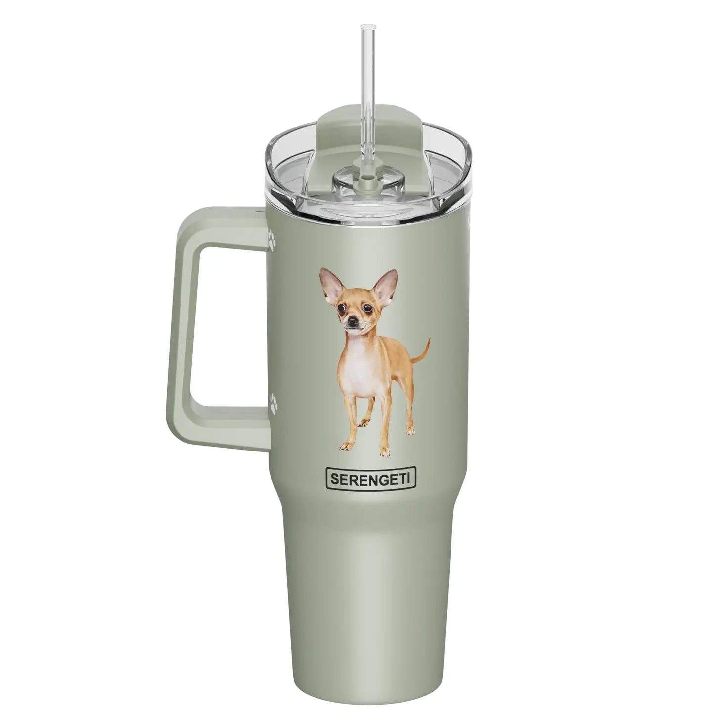 Tumbler with Handle & Straw Chihuahua