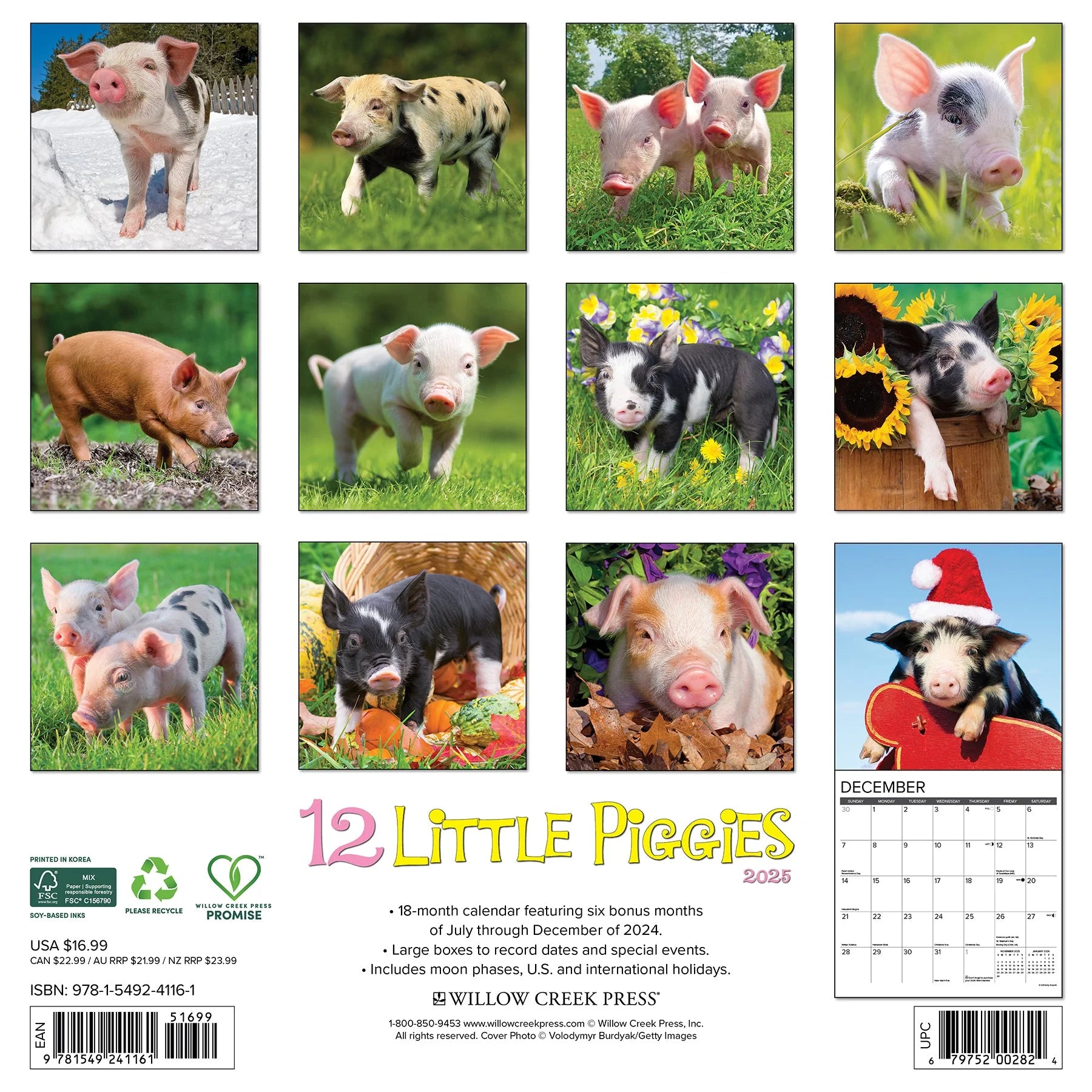 2025 12 Little Piggies Calendar