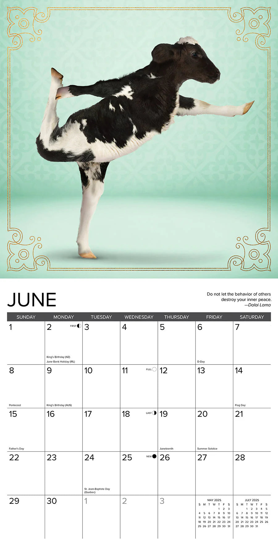 2025 Cow Yoga Calendar