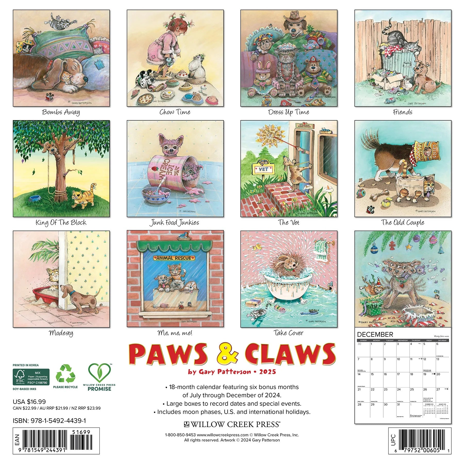 2025 Paws & Claws By Gary Patterson Calendar