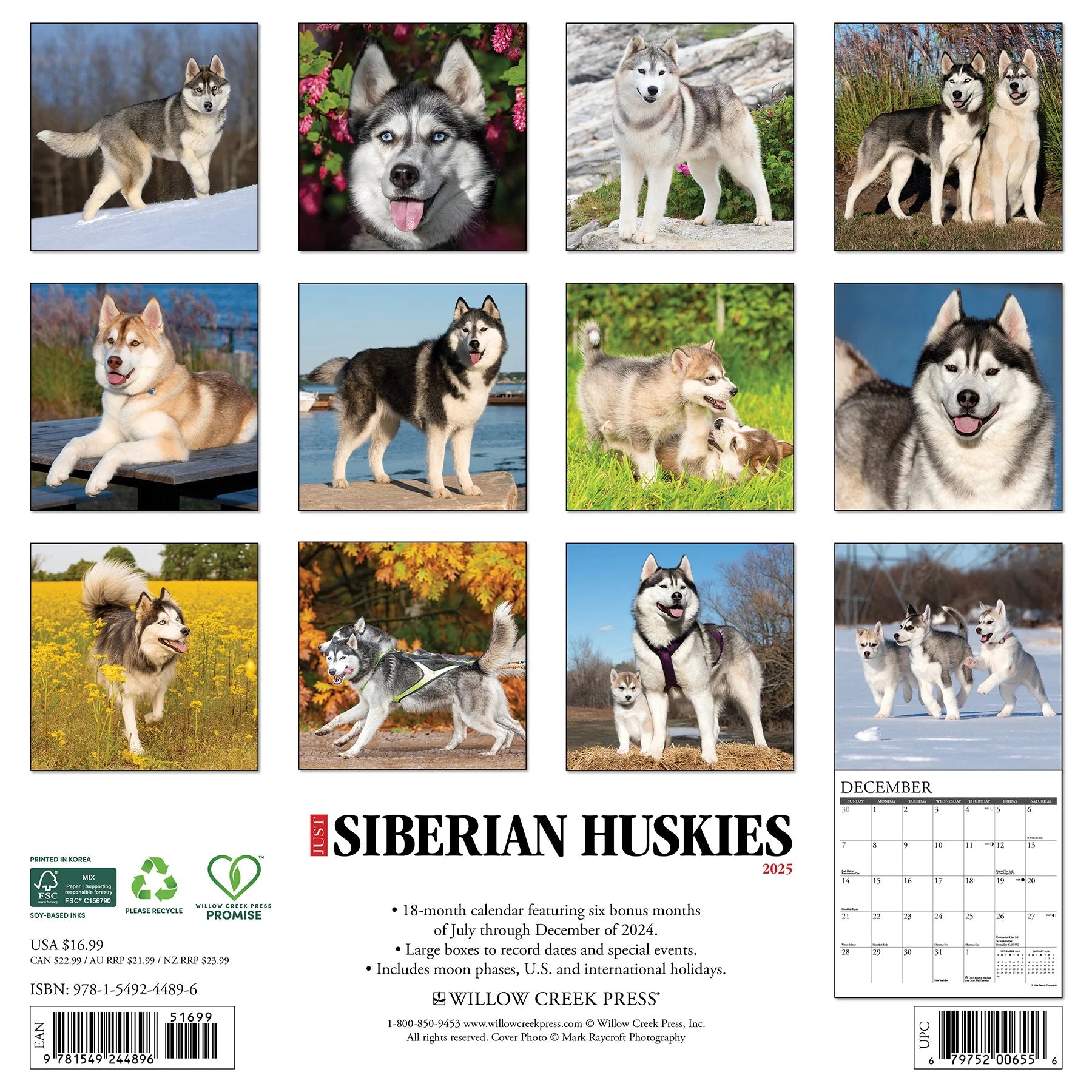 2025 Siberian Huskies Calendar