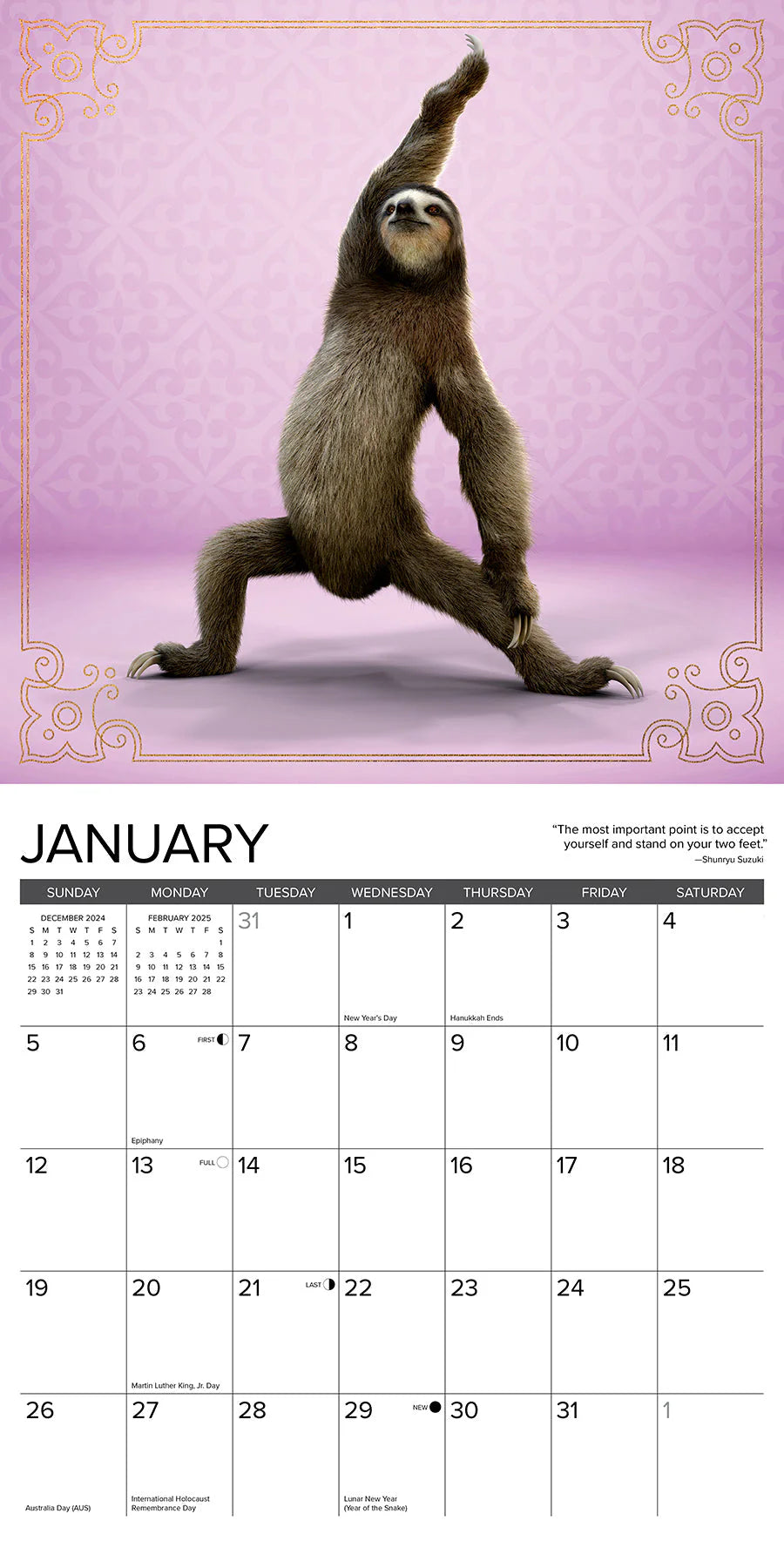 2025 Sloth Yoga Calendar