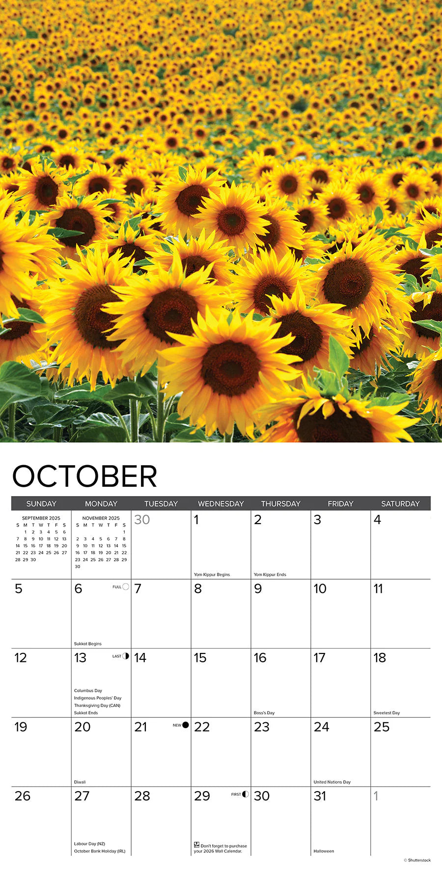 2025 Sunflowers Calendar