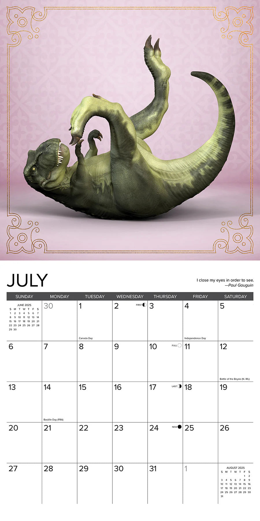 2025 T-Rex Yoga Calendar