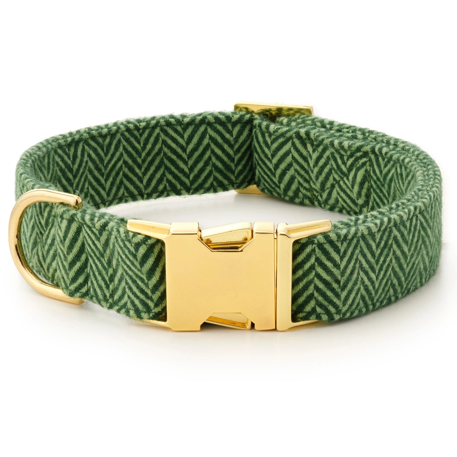 Dog Collar Green Herringbone Flannel