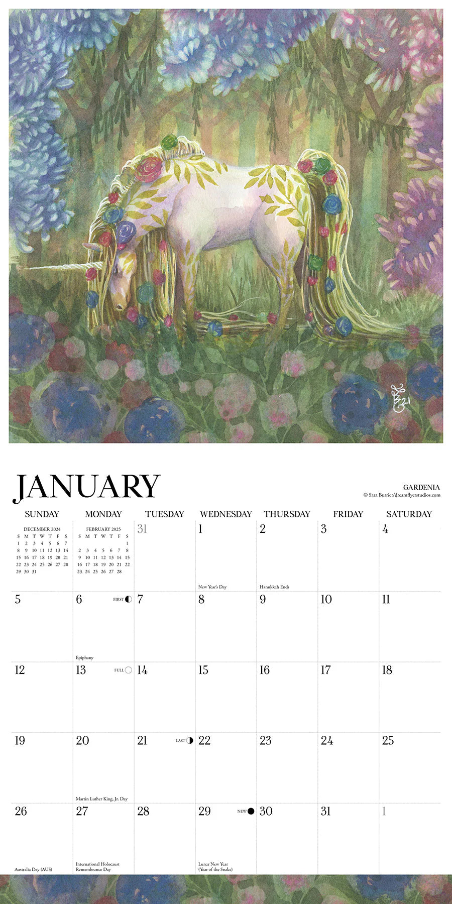 2025 Unicorns By Sara Burrier Calendar