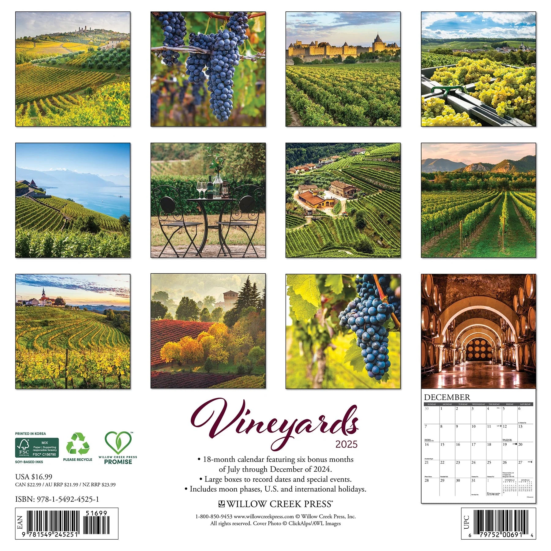 2025 Vineyards Calendar