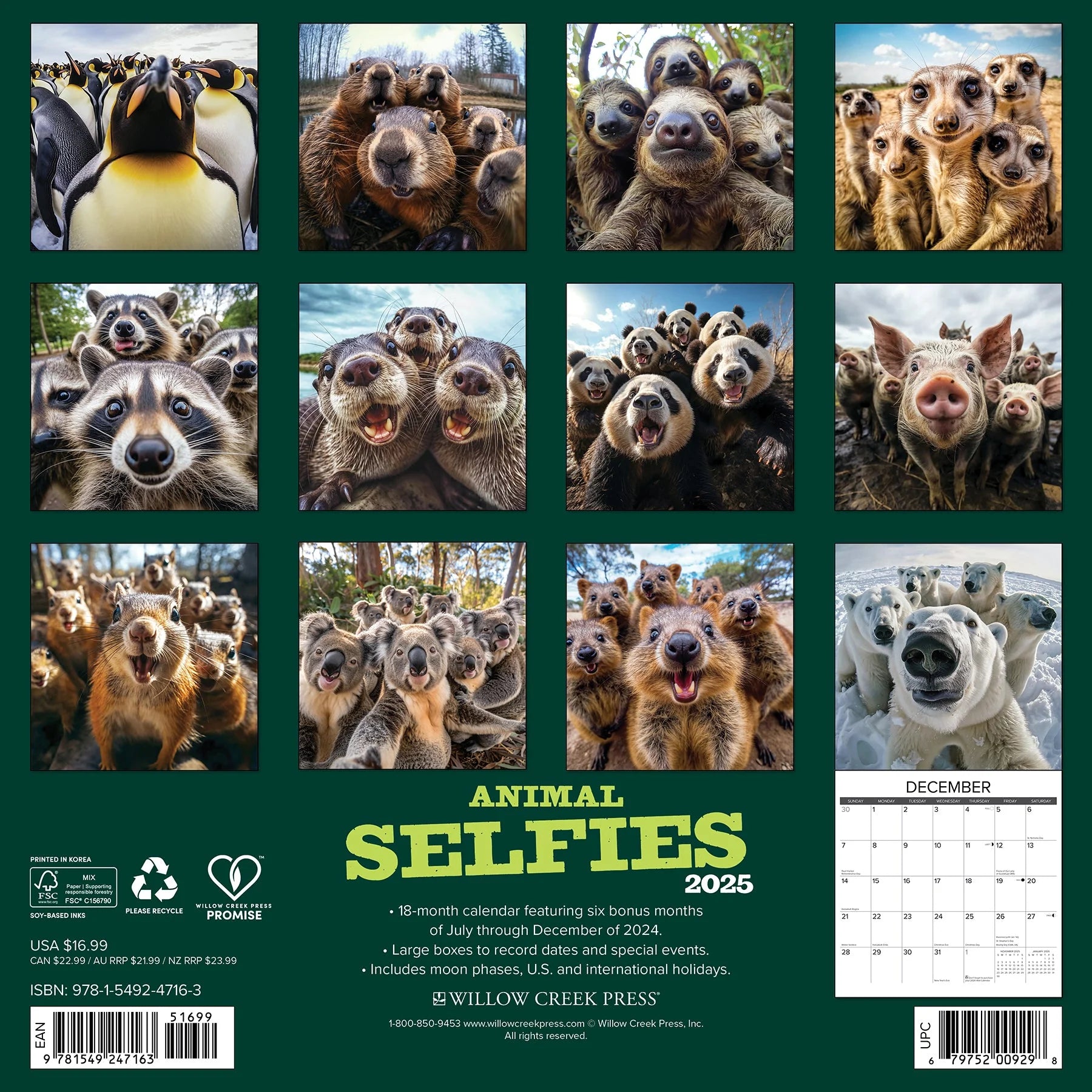 2025 Animal Selfies Calendar