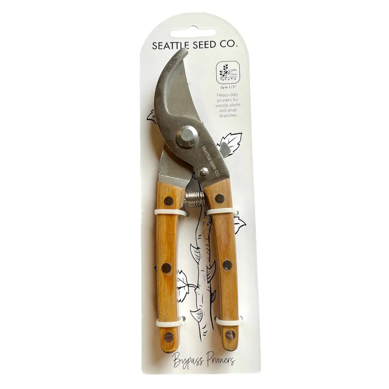 Wood Handled Spring-Loaded Bypass Pruners Home Tool