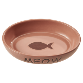 Portofino Cat Dish Oval Ceramic With Meow & Fish