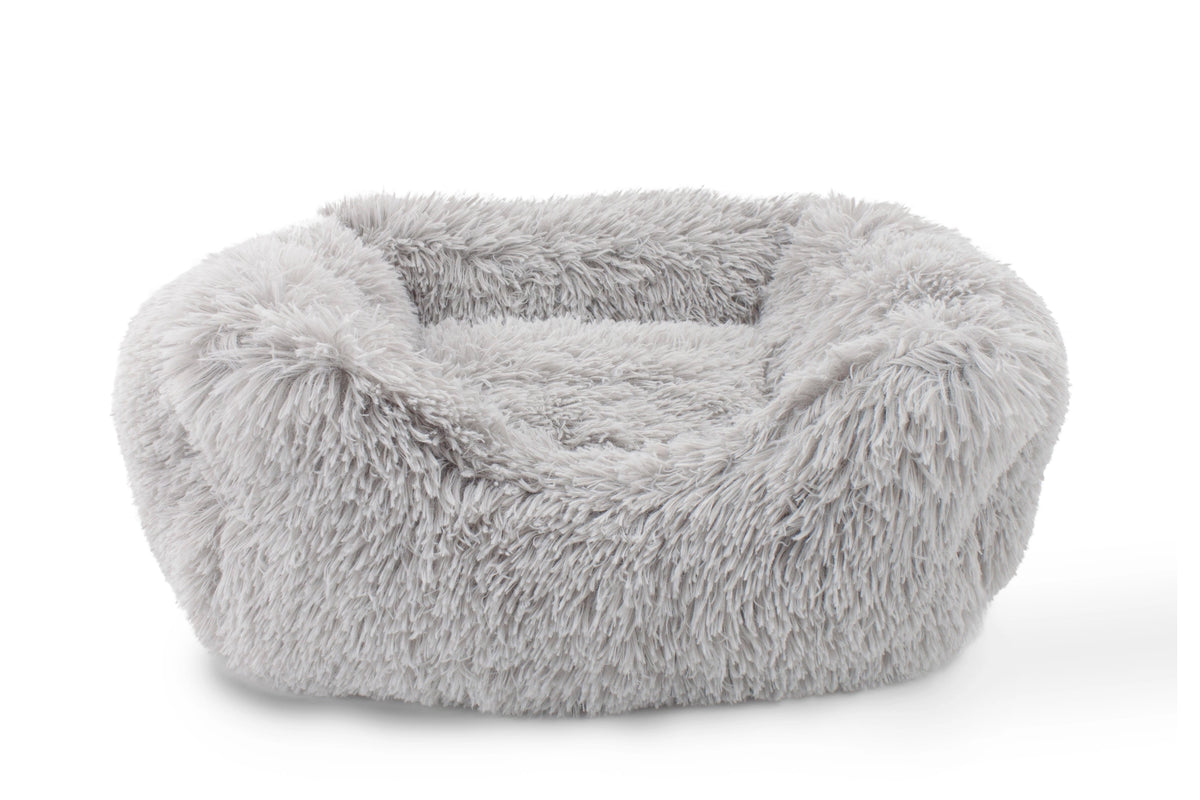 Precious Tails - Cuddler Round Luxe Faux Fur Pet Bed, Ice Gray