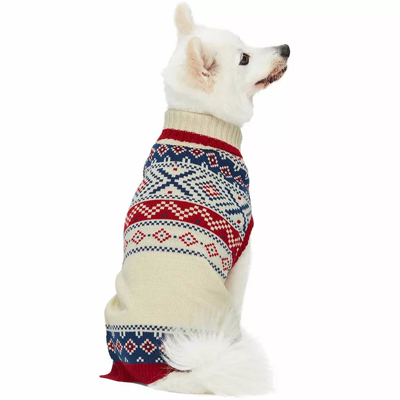 Creamy White | Nordic Fair Isle Christmas Dog Sweater